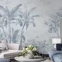 Monochrome Antique Jungle Landscape Wallpaper Mural