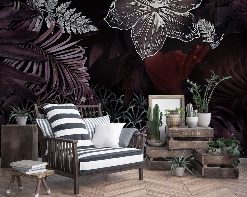 Dark Leaf Wallpaper Mural