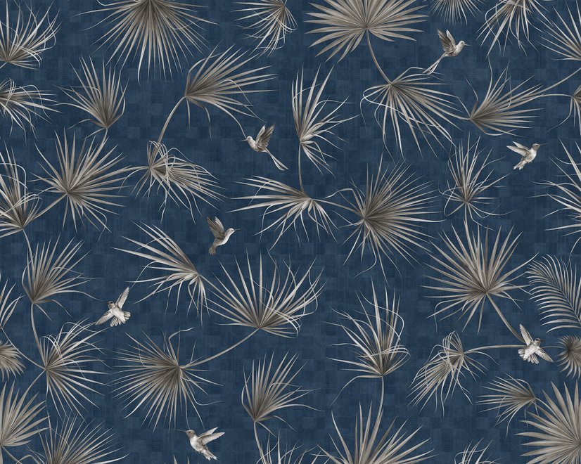 Tropical Palm Leaf and Birds Wallpaper Mural