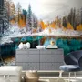 Winter Lake Landscape with Pine Forest Wallpaper Mural