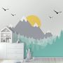 Kids Mountain Landscape with Trees Wallpaper Mural