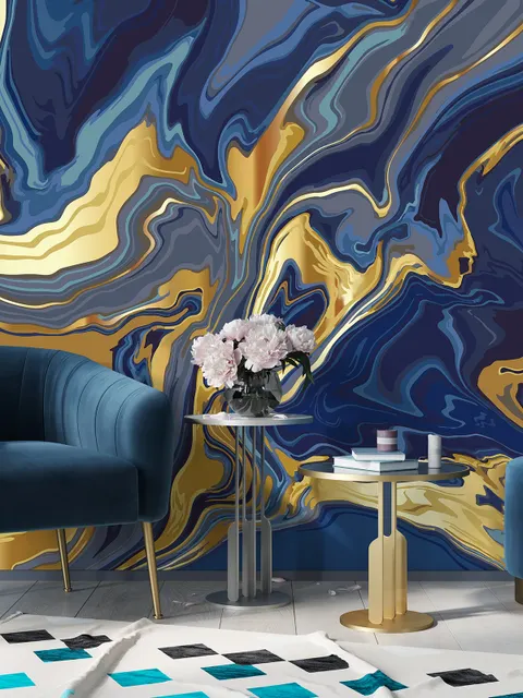 papier peint abstrait en marbre liquide dégradé bleu 