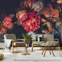 Red Hydrangea Orange Orchid Rose Dark Floral Bouqet Wallpaper Mural
