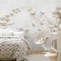 3D Embossed Look Cement Lily Flower Wallpaper Mural