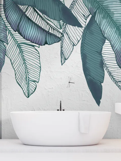 Vintage Leaves and Dragonfly Wallpaper Mural