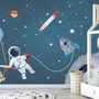 Watercolor Space with Astronaut and Meteor Wallpaper Mural