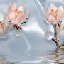 Pearl Lotus Flower and Little Butterfly Wallpaper Mural