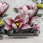 Papier peint panoramique fleur de lys effet relief 3D