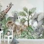 Kids Tropical Animals with Leafs Wallpaper Mural