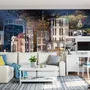 Dark Mosaic City Landscape Wallpaper Mural