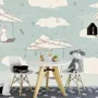 Kids Paper Plane and Animal Wallpaper Mural