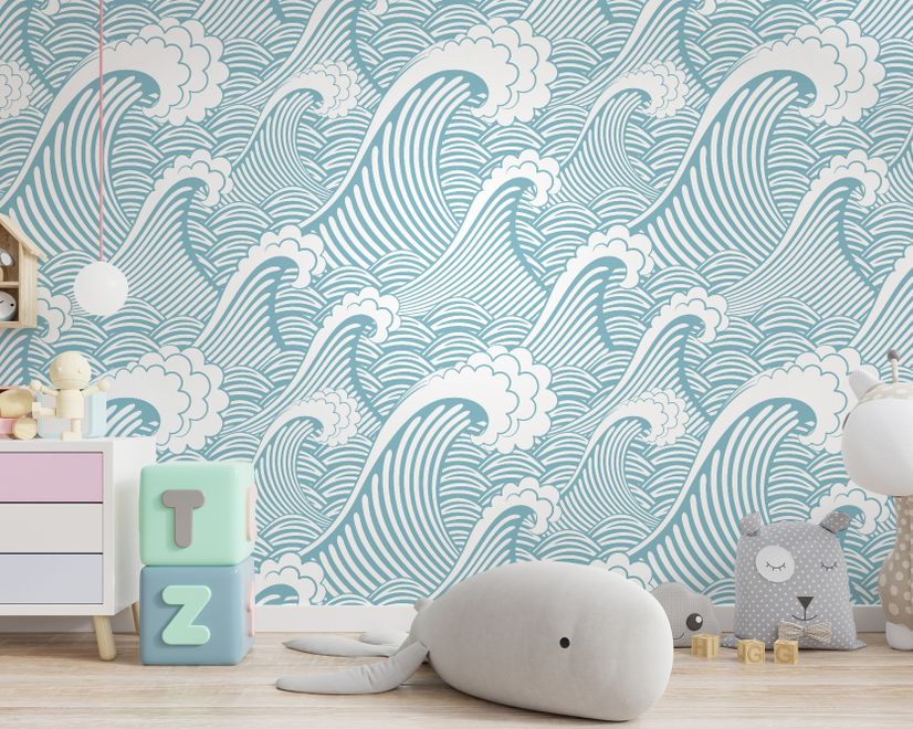 Kids Ocean Wave Pattern Wallpaper Mural