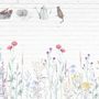 Watercolor Colorful Floral with White Brick Wall Wallpaper Mural