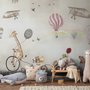 Vintage Hot Air Balloon and Rainbow Wallpaper Mural