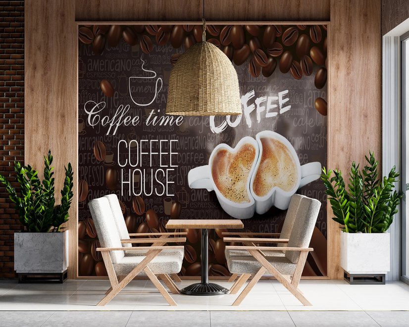 Fototapete mit Kaffeebohnen und Mokka