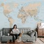 Brown & Brown Political World Map Wallpaper Mural