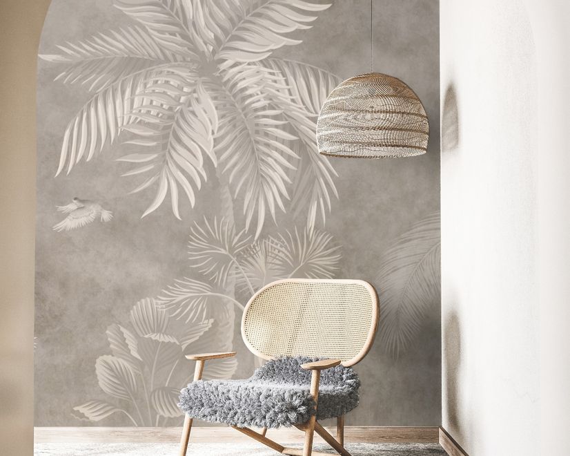 Monochrome Brown Nostalgic Rainforest Wallpaper Mural