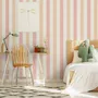 Papier peint panoramique rayé bleu tendre/rose pour chambre d'enfant