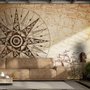 Vintage Map with Compass Wallpaper Mural