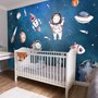 Papier peint panoramique espace aquarelle avec planètes pour enfants