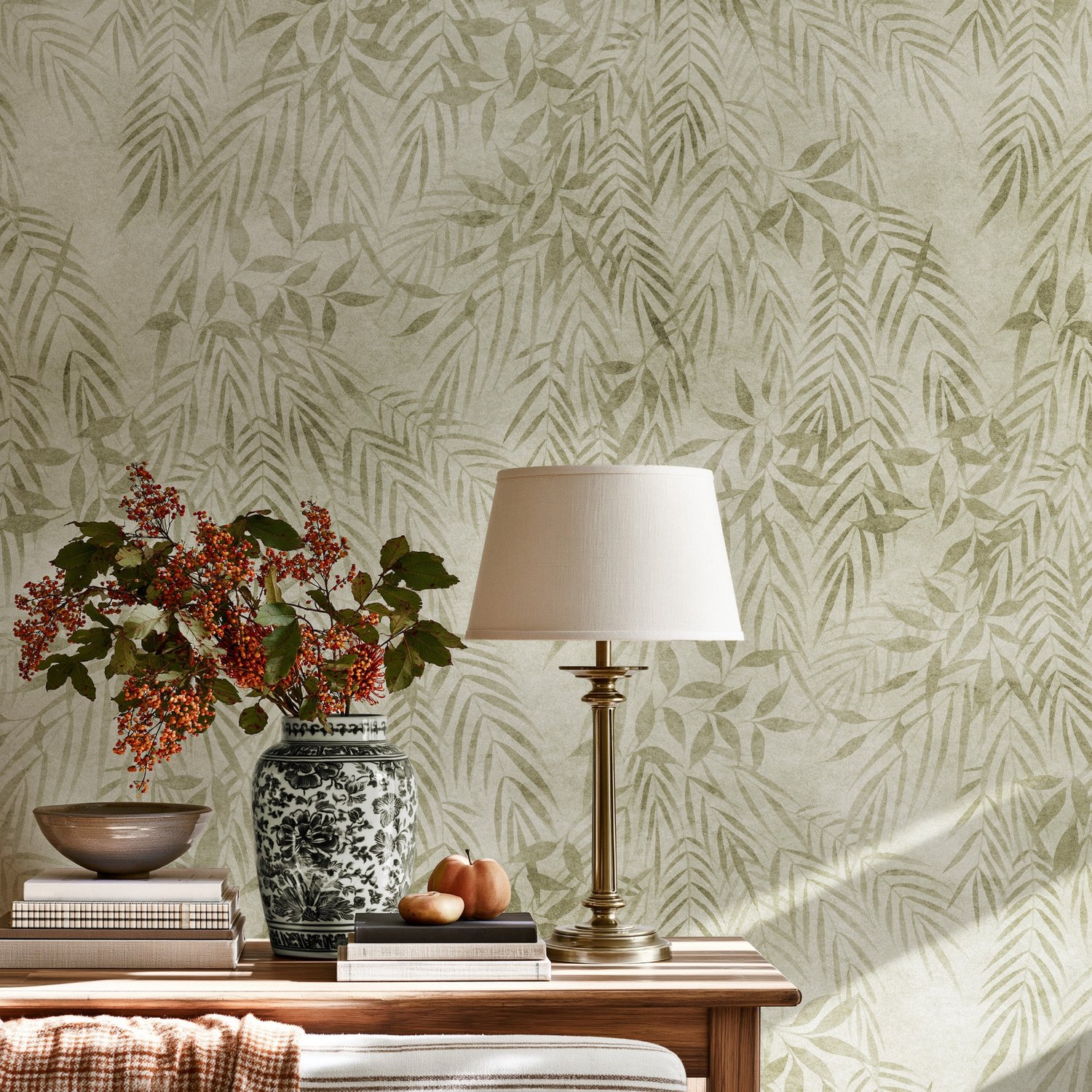 Vintage Tropical Leaves Botanical Wallpaper Mural - Peel and Stick