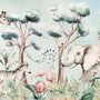 Papier peint animaux safari flamant rose forêt chambre bébé