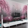 Papier peint panoramique Sakura, fleurs de cerisier roses