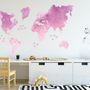 Kids Pink World Maps with Little Fishes Wall Decal Sticker