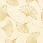 Ginkgo leaf wallpaper with ochre-gold linework on warm ivory and cream parchment ground