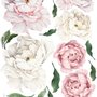 Stickers muraux bouquet floral de pivoine rose et bleue