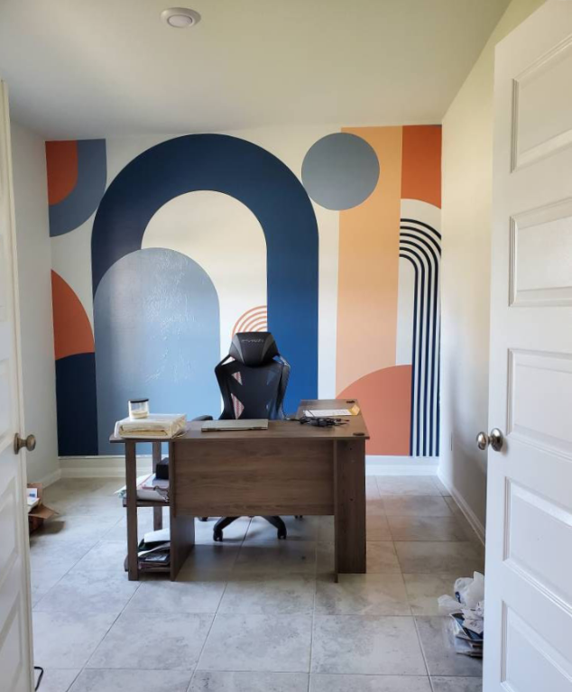 Geometric Arch with Shapes Wallpaper Mural