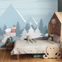 Ice Skater White Bear on the Snowy Winter Forest Wallpaper Mural