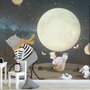 Papier peint Ours de dessin animé et lapin mignon avec la lune