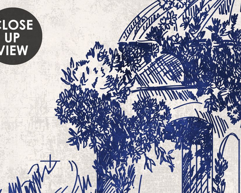 Vintage Monochrome Jouy Style Landscape Wallpaper Mural