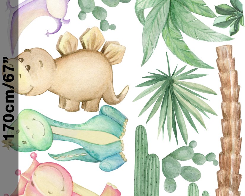Mignon Aquarelle Dinosaure Stickers muraux Sticker