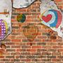 Hot Air Balloon with Young People on Brick Wallpaper Mural