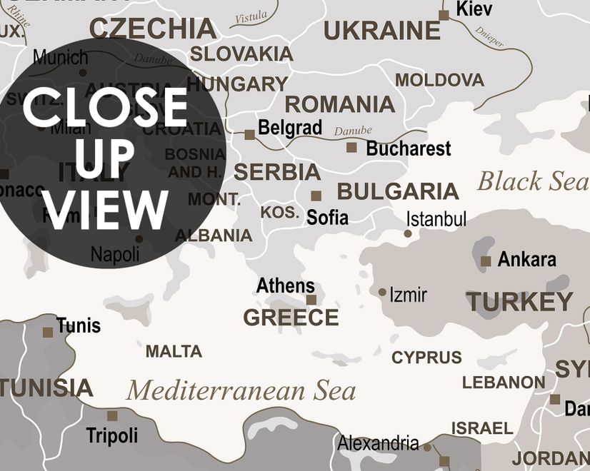 White Political Map Wallpaper Mural