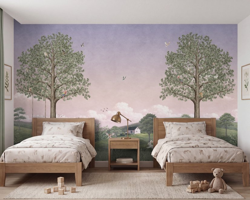Kids Forest Animals Landscape Wallpaper Mural