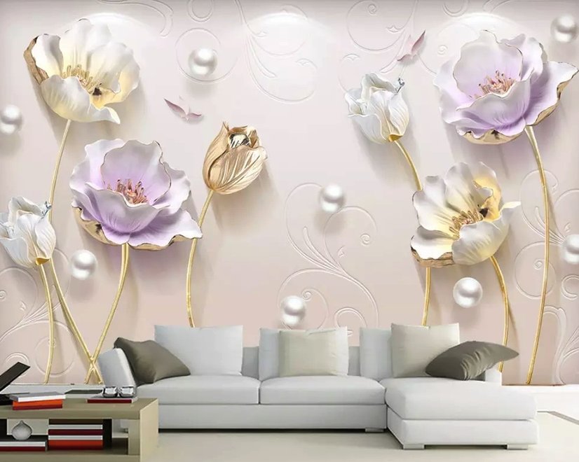 3D Tulpen Fototapete mit Prägung