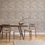 Greige botanical wallpaper with white watercolour flowers, buds, seed heads and acanthus leaves