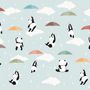 Kids Pandas With Colorful Umbrella Wallpaper Mural