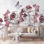 Elegant Floral with Little Butterfly Wallpaper Mural