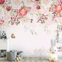 Pink Flowers and Butterflies Wallpaper Mural