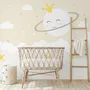 Papier peint pour la chambre d'enfant lune douce et nuage blanc dans le ciel