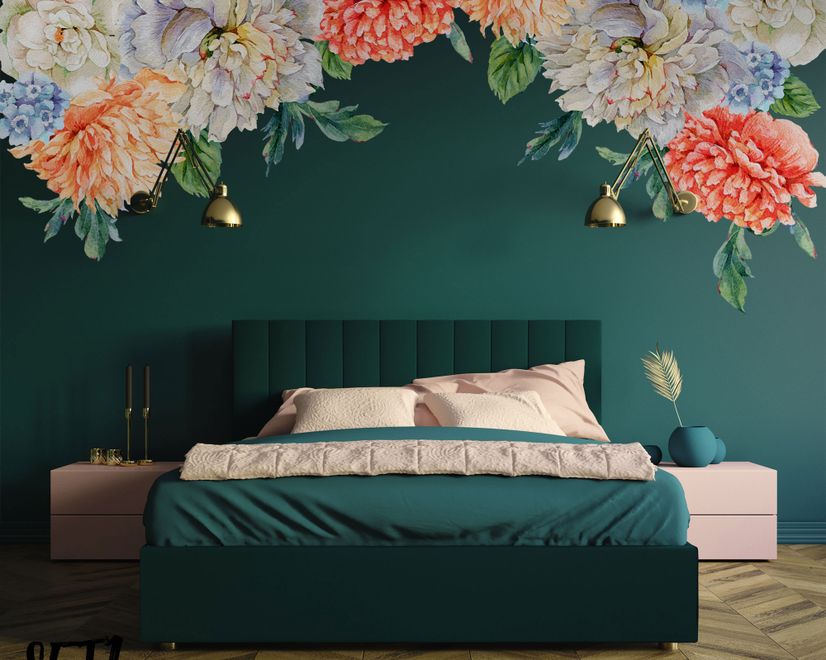 Orange Peony Floral Wall Decal Sticker