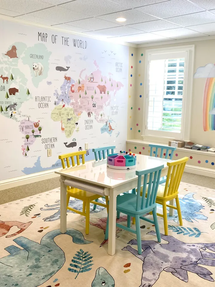 Kids Nursery Educational Continent World Map Wallpaper Mural