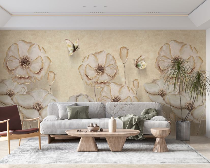 Monochrome Poppy Flower Wallpaper Mural