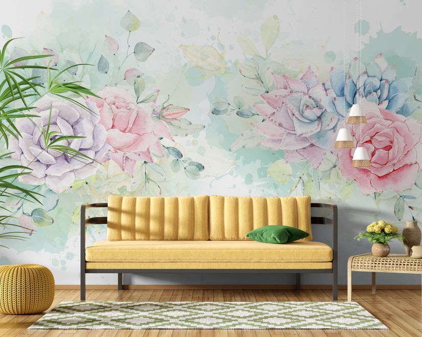 Aquarell Sanfte Blumen Fototapete