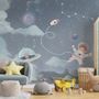 Soft Shining Planets and Astronaut for Boys Space Wallpaper Mural