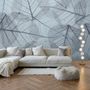 Monochrome Leaf Pattern Wallpaper Mural